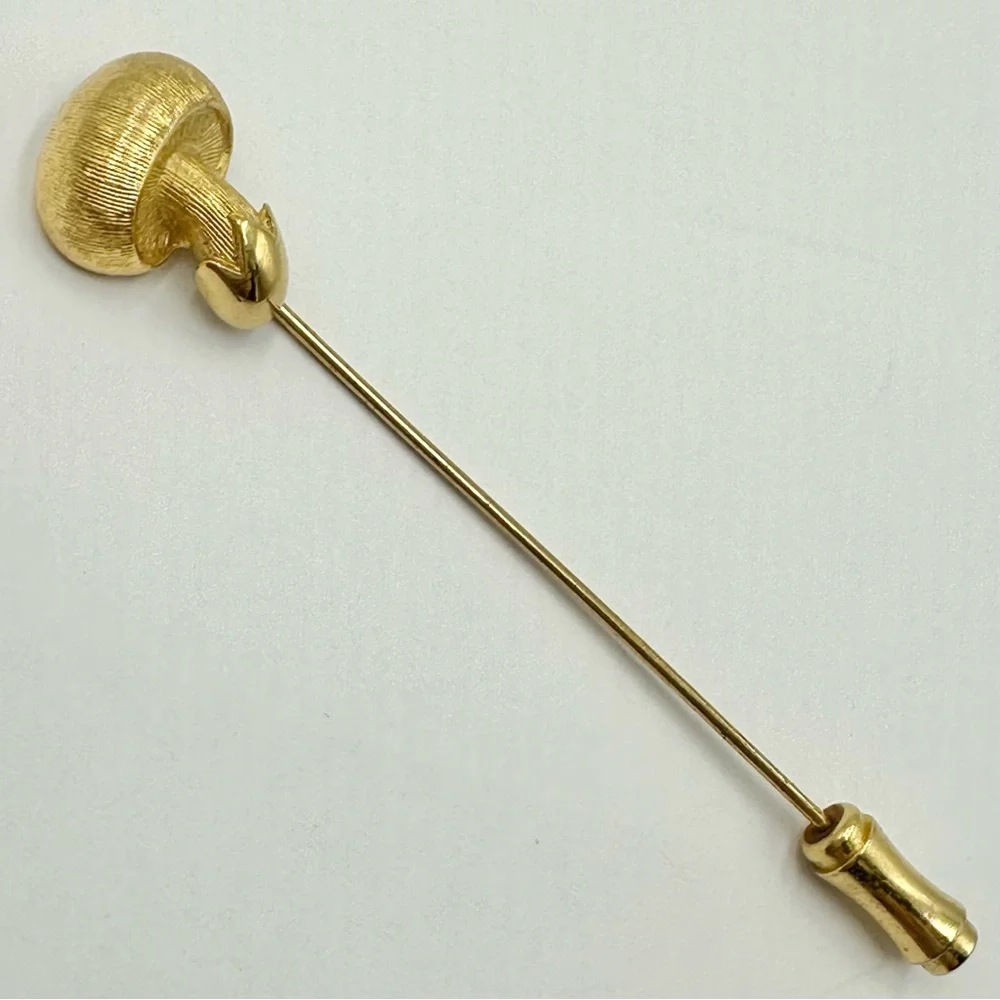 Crown Trifari Vintage Gold Tone Mushroom Stick Pin